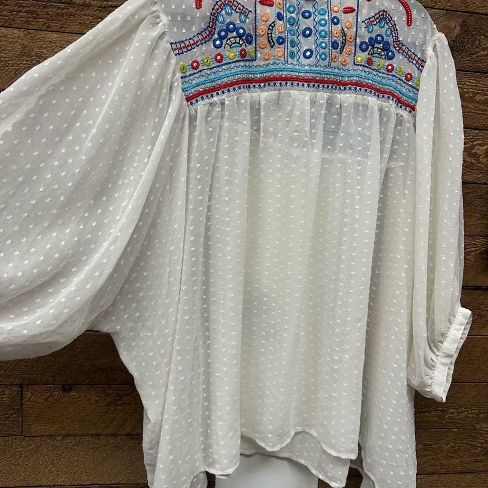 Context (Lord & Taylor Exclusive) Embroidered Boho Peasant Blouse – Size 3X NWT - Picture 7 of 7